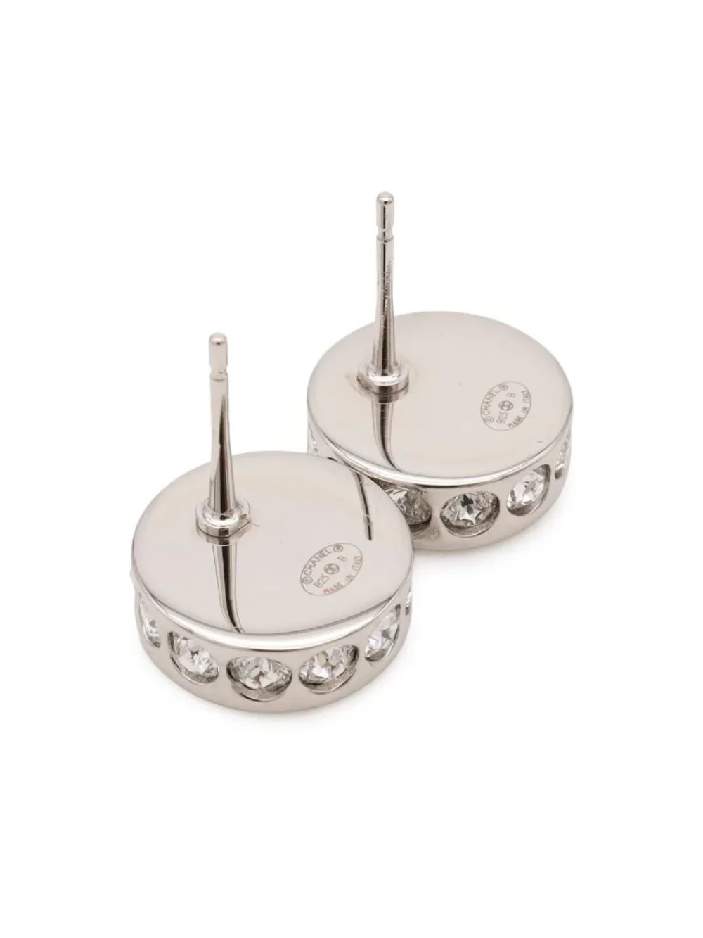 Chanel CC Logo Stud Earrings Round